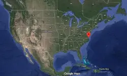 Where is the city of Virginia Beach, Virginia, located on the map of the USA?