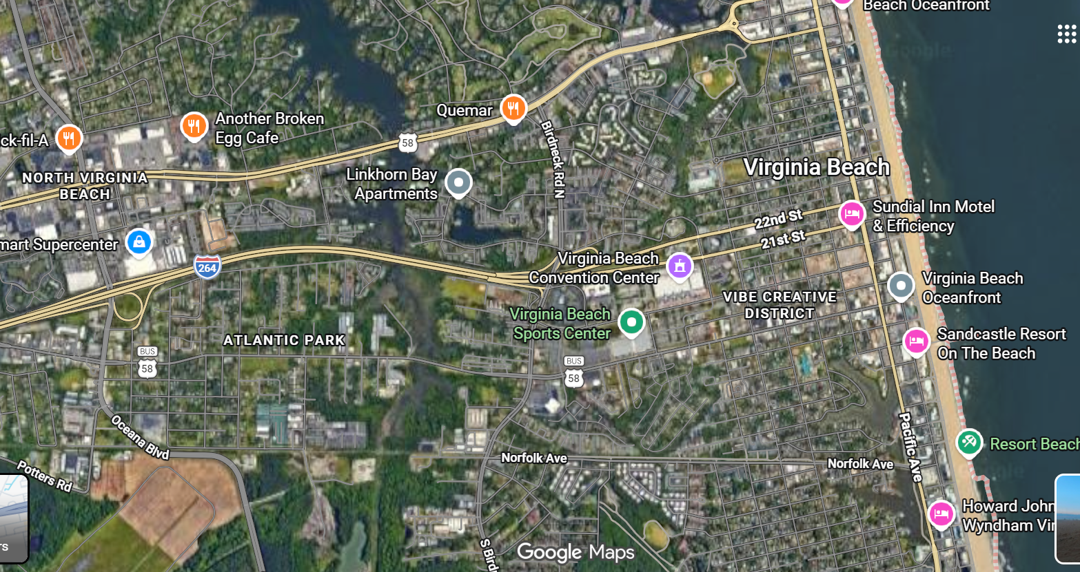 Tourist map of downtown Virginia Beach, Virginia