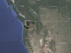 Where is Washington located on the map of America?