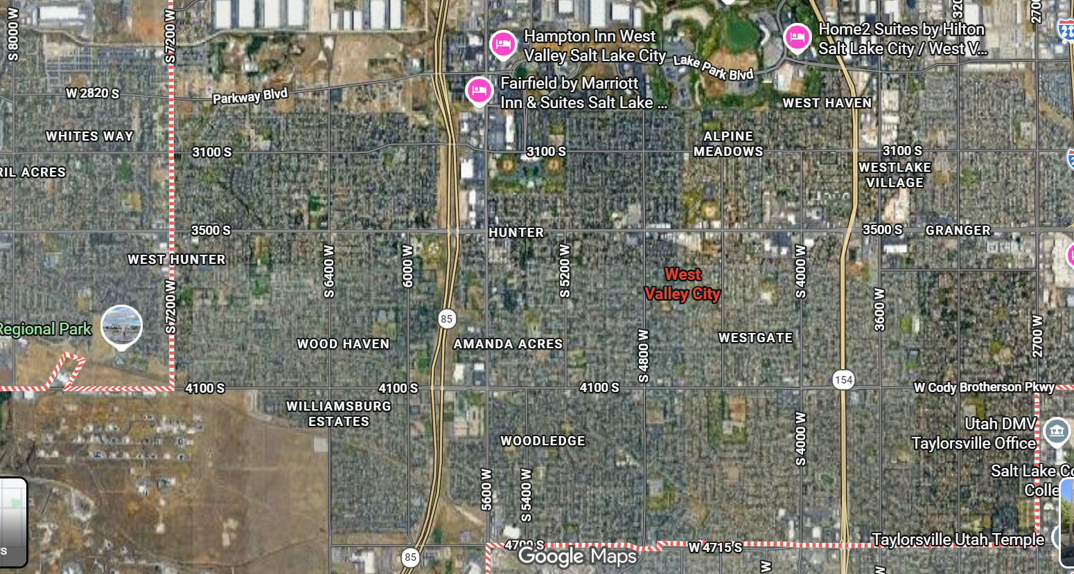 Tourist map of downtown West Valley City, Utah