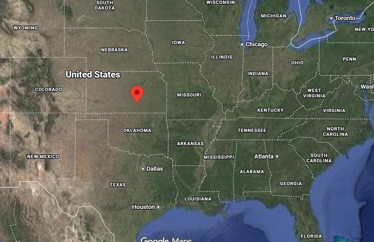 Where is the city of Wichita (Kansas) located on the map of the USA?