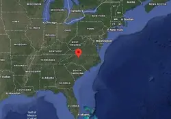 Where is the city of Winston-Salem, North Carolina, located on the map of the USA?