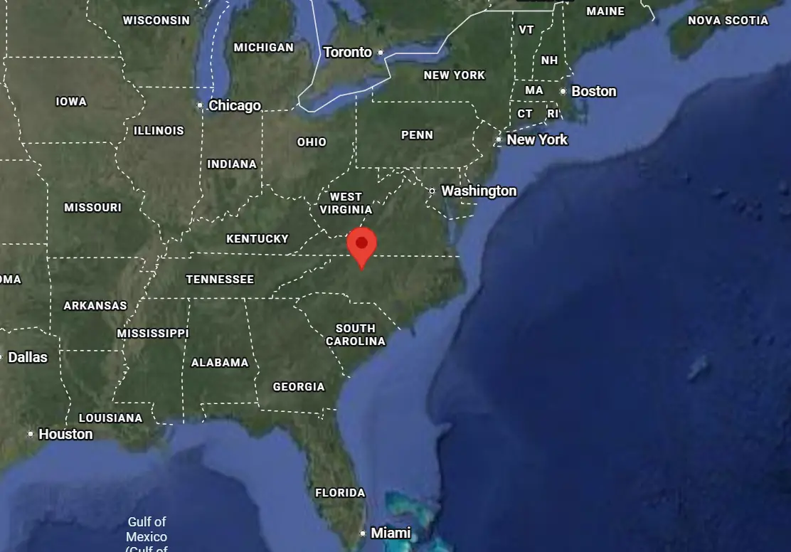 Where is the city of Winston-Salem, North Carolina, located on the map of the USA?